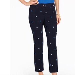 Talbots Perfect Crop Curvy Navy Novelty Embroidery Crabs Lobsters Summer 6